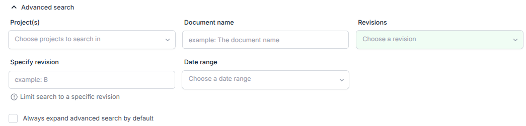 The Advanced search panel open over the register with filters for discipline, status, and suitability